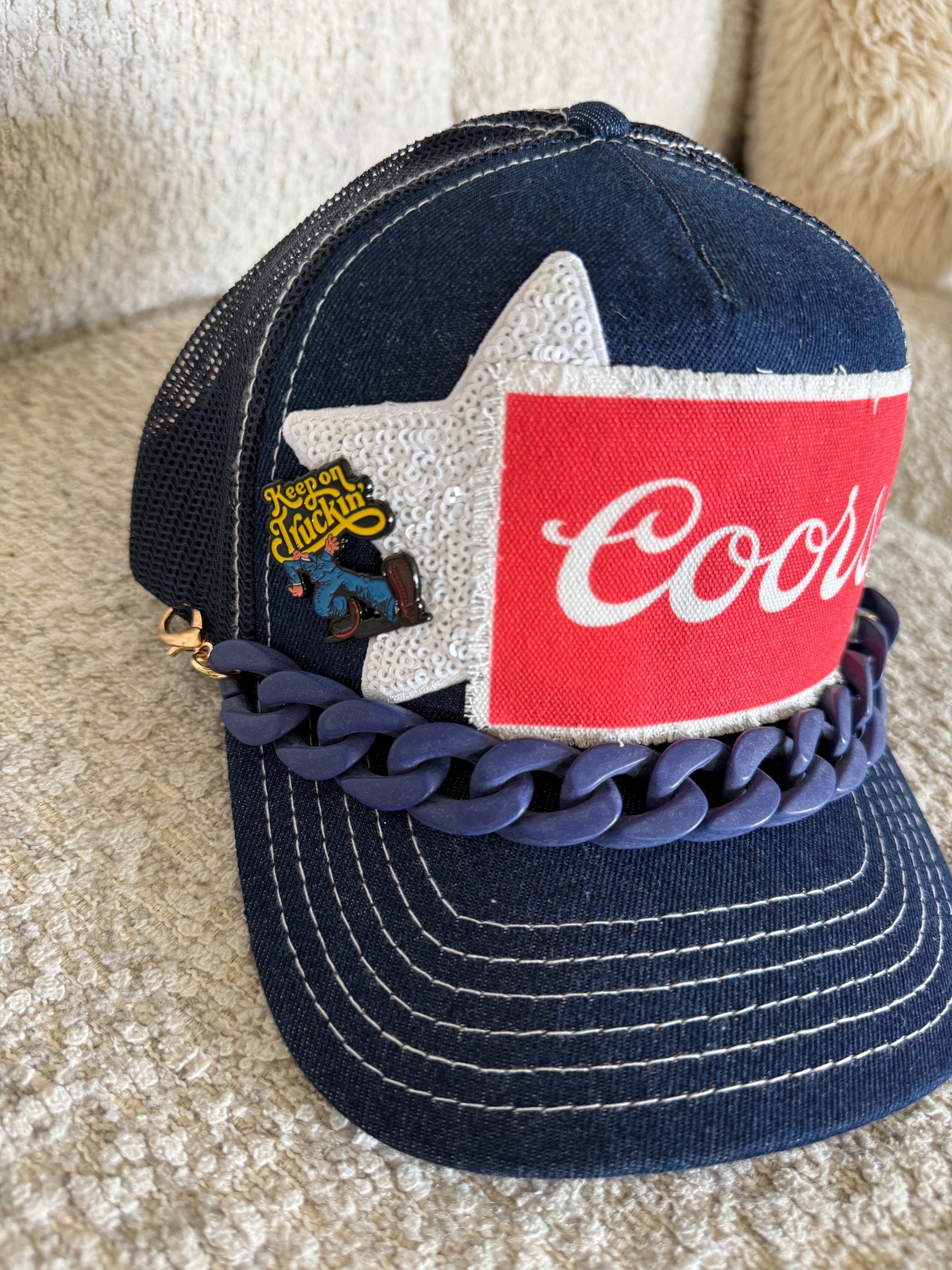 Coors denim trucker hat