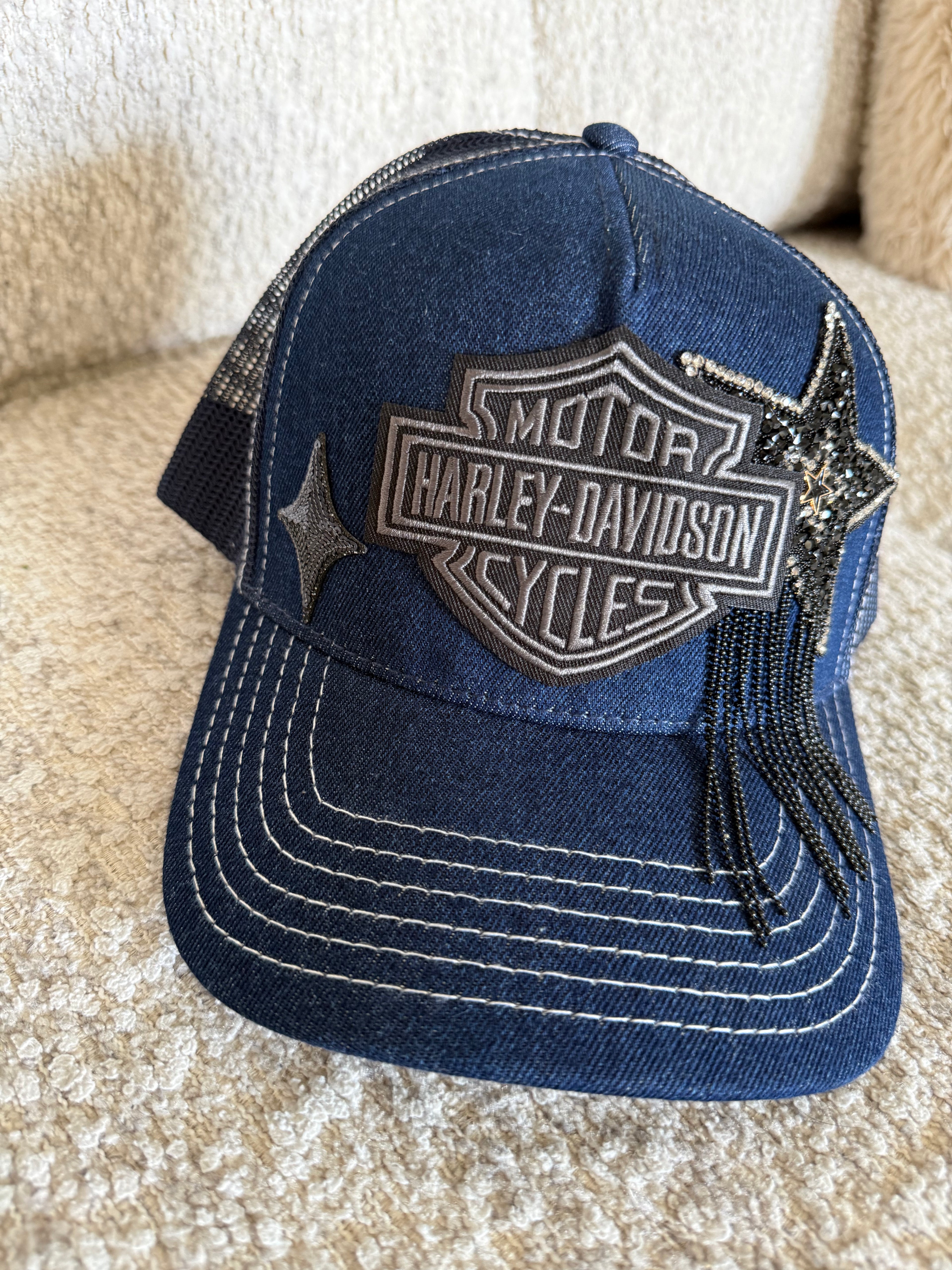 Denim Harley trucker