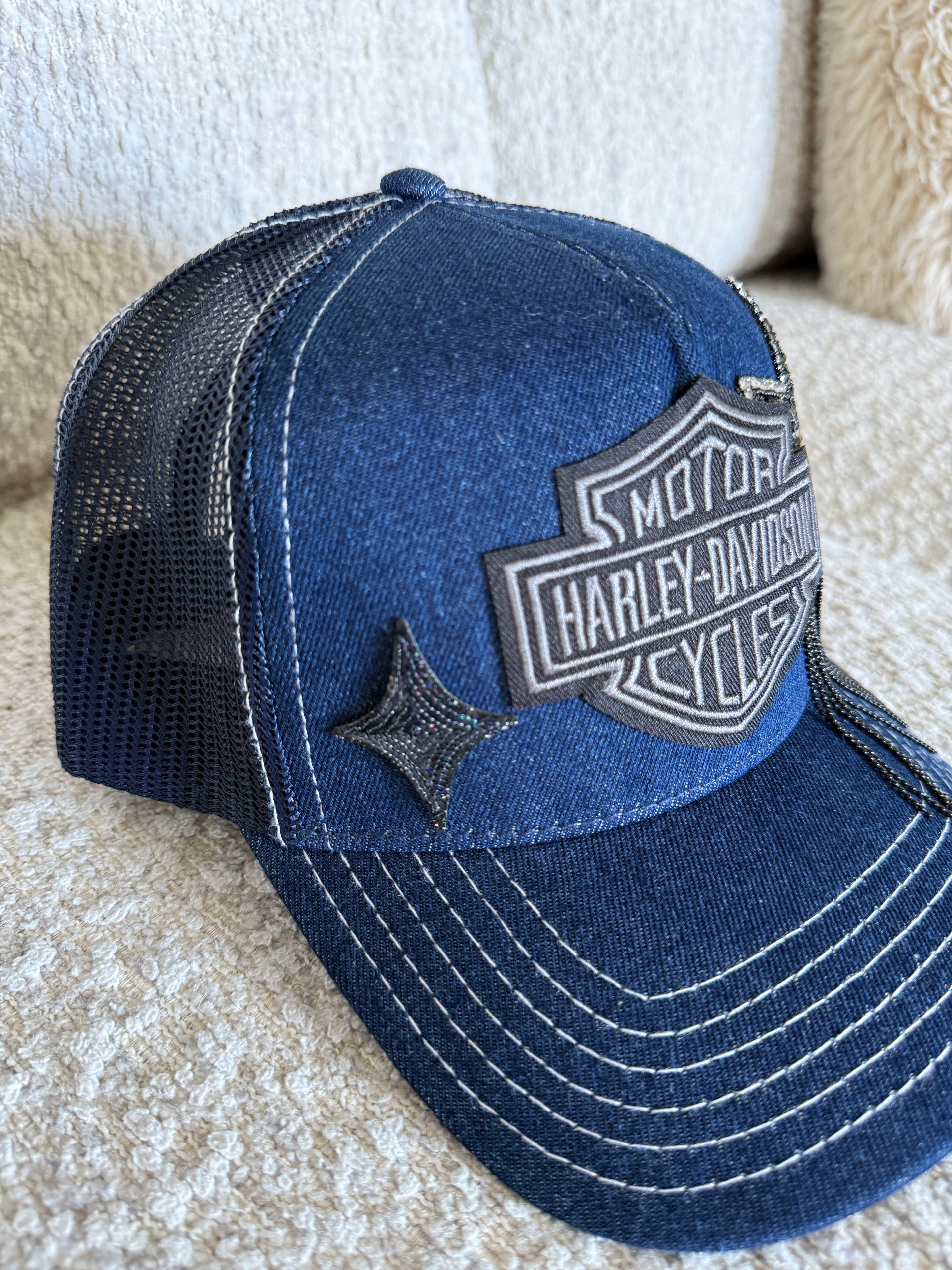 Denim Harley trucker